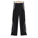 Women Sweatpants Striped Casual Pants Wide Leg Loose Ankle-Tied Sweatpants