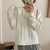 Women Knitted Cardigan Vintage Sweater Cardigan Loose Sweater Coat