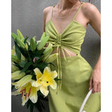 Women Dresses Sexy Cutout Sling Dress Color Casual Dress