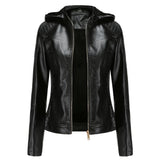 Red Leather Jacket Fleece-Lined Women's Leather Jacket Women's Hooded Autumn and Winter Short Coat Warm Leisure Women's Jacket
