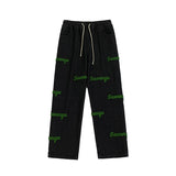 Men Jeans Flocking Embroidered Jeans Men's Spring and Autumn Loose Straight-Leg Wide-Leg Pants