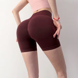 Women Yoga Sports Shorts Peach Hip Raise Fitness Shorts