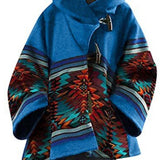 Women Trench Coat Winter Women's Loose Retro Printed Woolen Coat