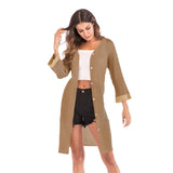 Women Knitted Sweater Autumn Knitted Fine Yarn Loose-Fitting Solid Color Long Sleeves Coat