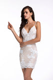 Women Evening Gown Sexy V-neck Night Club Slip Sequins Dress