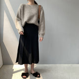 Women Knitted Skirt Autumn and Winter Knitting Skirt Pleated Skirt