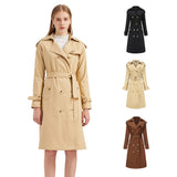 Women Trench Coat Long-Sleeved Lapel Coat