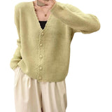 Women Knitwear Autumn and Winter V-neck Sweater Loose Knitted Cardigan