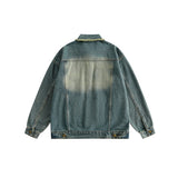 Unisex Jacket Vintage Washed Denim Jacket Loose Jacket Denim Jacket
