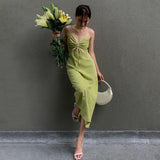 Women Dresses Sexy Cutout Sling Dress Color Casual Dress