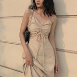 Women Dresses Sexy Cutout Sling Dress Color Casual Dress