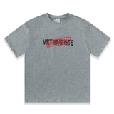 Vetements T Shirts VTM Letter Stamp Printed round Neck Short Sleeve T-shirt