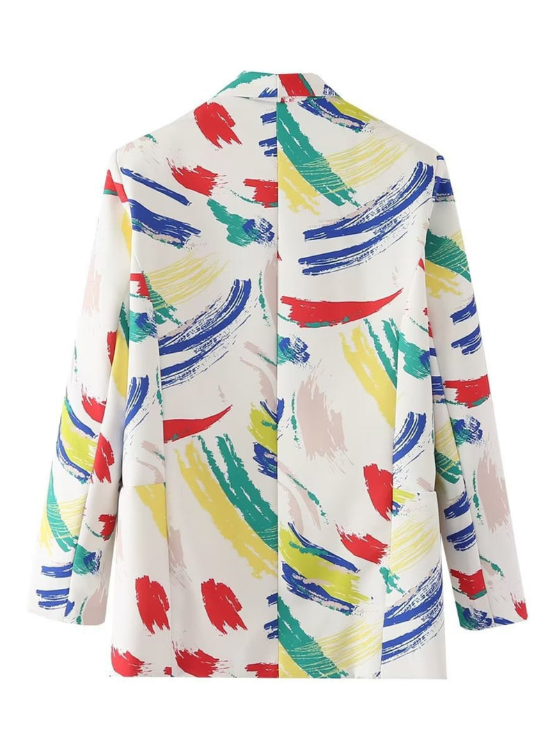 Women Suits Autumn and Winter Long Sleeve Printed Small Suit Jacket Coat