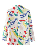 Women Suits Autumn and Winter Long Sleeve Printed Small Suit Jacket Coat