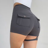 Women Yoga Sports Shorts Women's Pocket High-Waisted Trousers Yoga Sexy Fitness Pants
