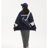 Unisex Jacket Vintage Colorblock Hood Coat Loose Sports Top