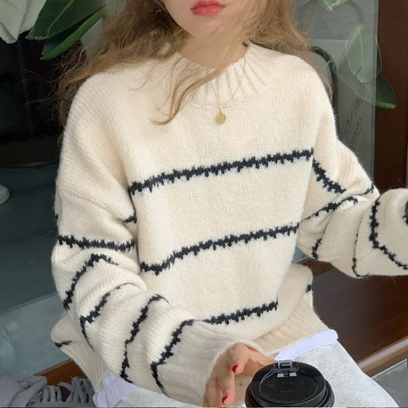Women Knitwear Autumn Winter Sweater Loose Retro Casual Top