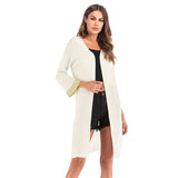 Women Knitted Sweater Autumn Knitted Fine Yarn Loose-Fitting Solid Color Long Sleeves Coat