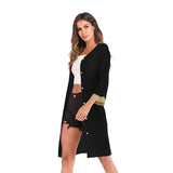 Women Knitted Sweater Autumn Knitted Fine Yarn Loose-Fitting Solid Color Long Sleeves Coat