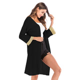 Women Knitted Sweater Autumn Knitted Fine Yarn Loose-Fitting Solid Color Long Sleeves Coat