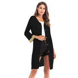 Women Knitted Sweater Autumn Knitted Fine Yarn Loose-Fitting Solid Color Long Sleeves Coat