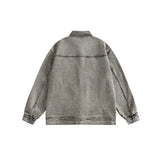 Unisex Jacket Retro Washed Denim Jacket Turn-down Collar Coat