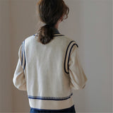 Women Knitted Pullover Retro Short Knitted Sweater Vest