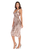 Women's Evening Gown Sexy V-neck Sleeveless Sequins Dress