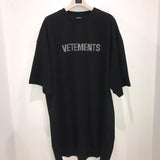 Vetements T Shirts VTM Hot Drilling Large Outline OS Version Men's and Women's Short-Sleeved T-shirt
