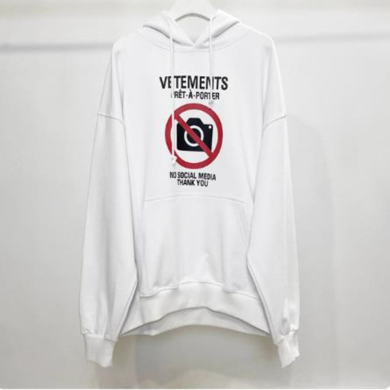 Vetements Hoodie VTM Letter Photo Velvet Padded Loose Hooded Sweater