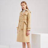 Women Trench Coat Long-Sleeved Lapel Coat