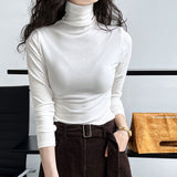 Women T Shirt Autumn Slim Fit Half Turtleneck Bottoming Shirt