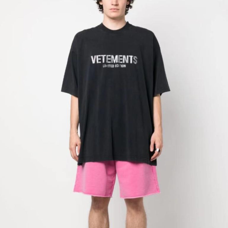 Vetements T Shirts VTM Werther Cute Embroidered Letter OS Loose Casual Short Sleeve T-shirt