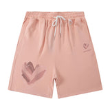Men Shorts Hip Hop Heart Graffiti Sports Shorts Loose Wide Leg Pants