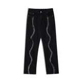 Men Jeans Autumn Washed Jeans Men and Women Graffiti Straight-Leg Trousers