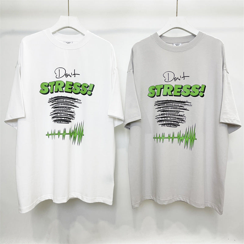 Vetements T Shirts VTM Werther Cute Cement Gray Letter OS Loose Short Sleeve T-shirt