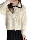 Women Knitwear Autumn and Winter Diamond Lattice Knitwear Sweater