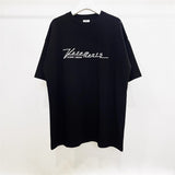 Vetements T Shirts VTM Werther Cute Cement Gray Letter OS Loose Short Sleeve T-shirt
