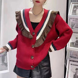 Women Knitwear Autumn and Winter V-neck Coat Loose Knitted Cardigan