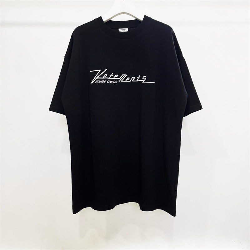 Vetements T Shirts VTM Werther Cute Embroidered Letter OS Loose Casual Short Sleeve T-shirt