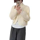Women Knitted Cardigan Autumn and Winter Zipper Knitted Cardigan Stand Collar Sweater
