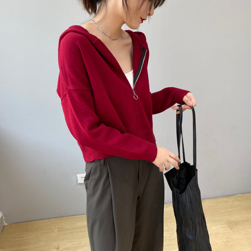 Women Cardigan Sweater Autumn Sweater Loose-Fitting Hoodie Long Sleeve Coat 8t8070
