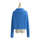 Women Sweater Knitwear Turtleneck Sweater Women's Autumn Striped Short Style Knitwear Women's Coat