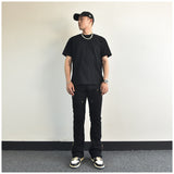 Men Jeans Zipper Slit Slightly Flared Casual Pants Loose Cargo Pants