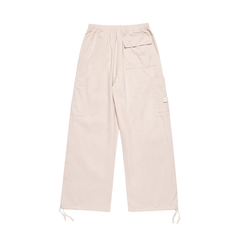 Men Sweatpants Layered Pleated Casual Trousers Loose Solid Color Tooling Sports Drawstring Ankle Banded Pants