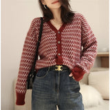 Women Knitwear Autumn and Winter V-neck Sweater Loose Knitted Cardigan