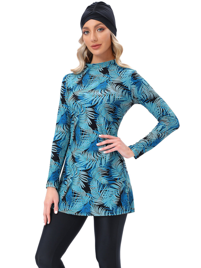Muslim Bathing Suits Muslim Swimsuit Long Sleeve Trousers Three-Piece Set Sun Protection Burkini with Chest Pad