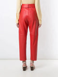 Women Sweatpants PU Leather Suit Pants Straight-Leg Trousers