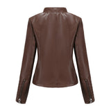 Red Leather Jacket Motorcycle Clothing Leather Coat Short Women's Jacket