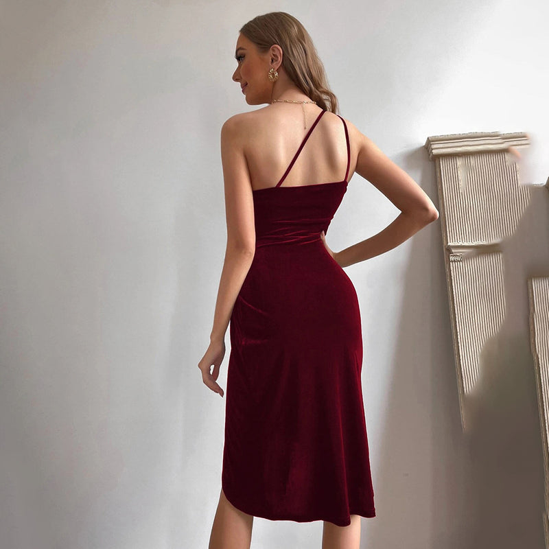 Women Dress Sleeveless Velvet Dress
